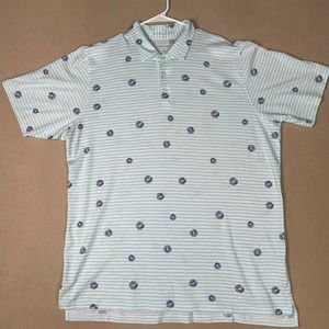 B‎ Draddy Mens XL Polo shirt Striped Floral Print Short Sleeve Lightweight